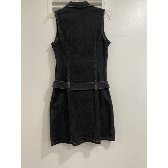 Y2K Hot Kiss Belted Mini Dress Festival Retro Grunge Sleaze Stretch Snap Button - Picture 6 of 8